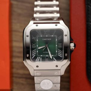 Đồng Hồ Cartier Santos Nam Mặt Số Xanh Lá Rep 1:1