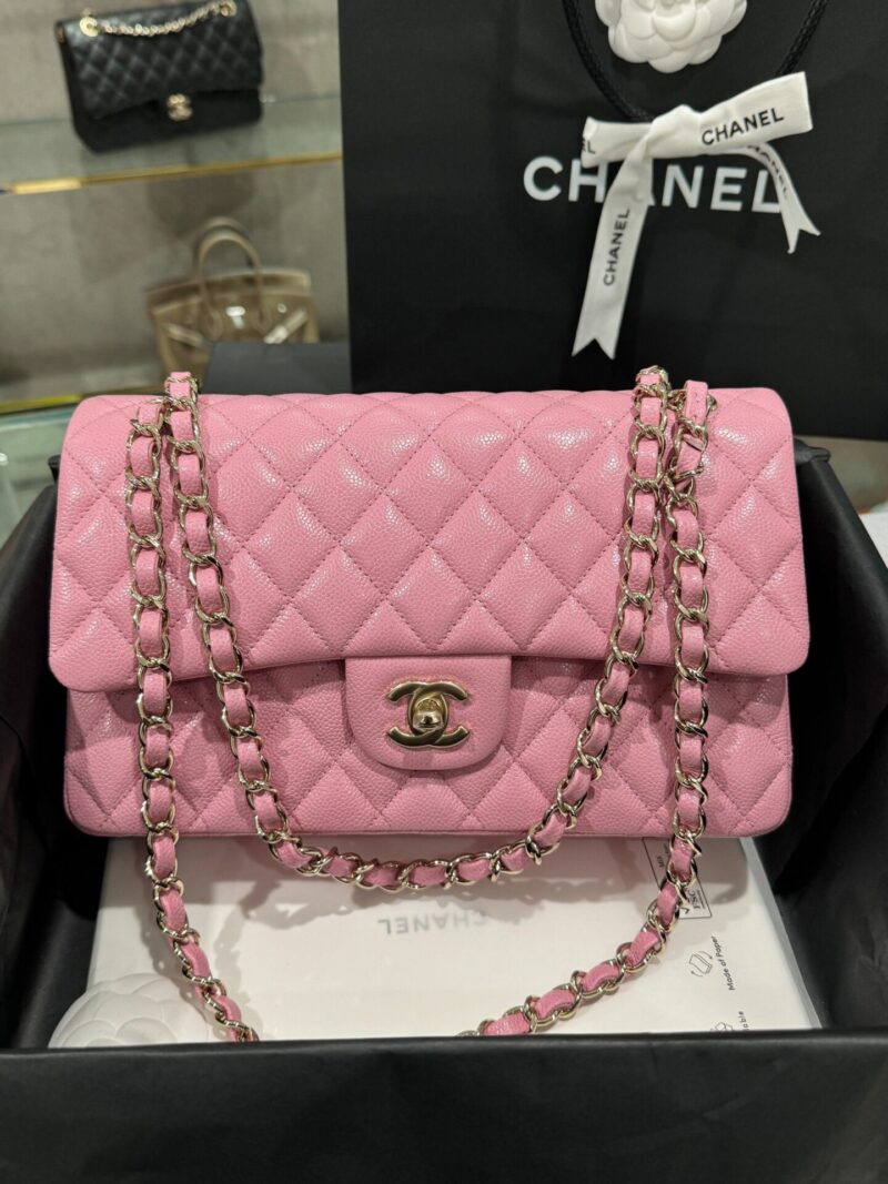 Túi Chanel Classic Flap Bag Da Caviar Màu Hồng VVIP Like Auth Size 25.5cm