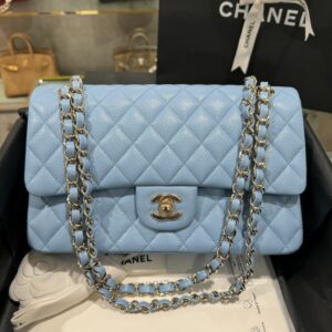 Túi Xách Chanel Classic Flap Bag Da Caviar Màu Xanh Ngọc Dây Khóa Mạ Vàng Like Auth Size 25.5cm