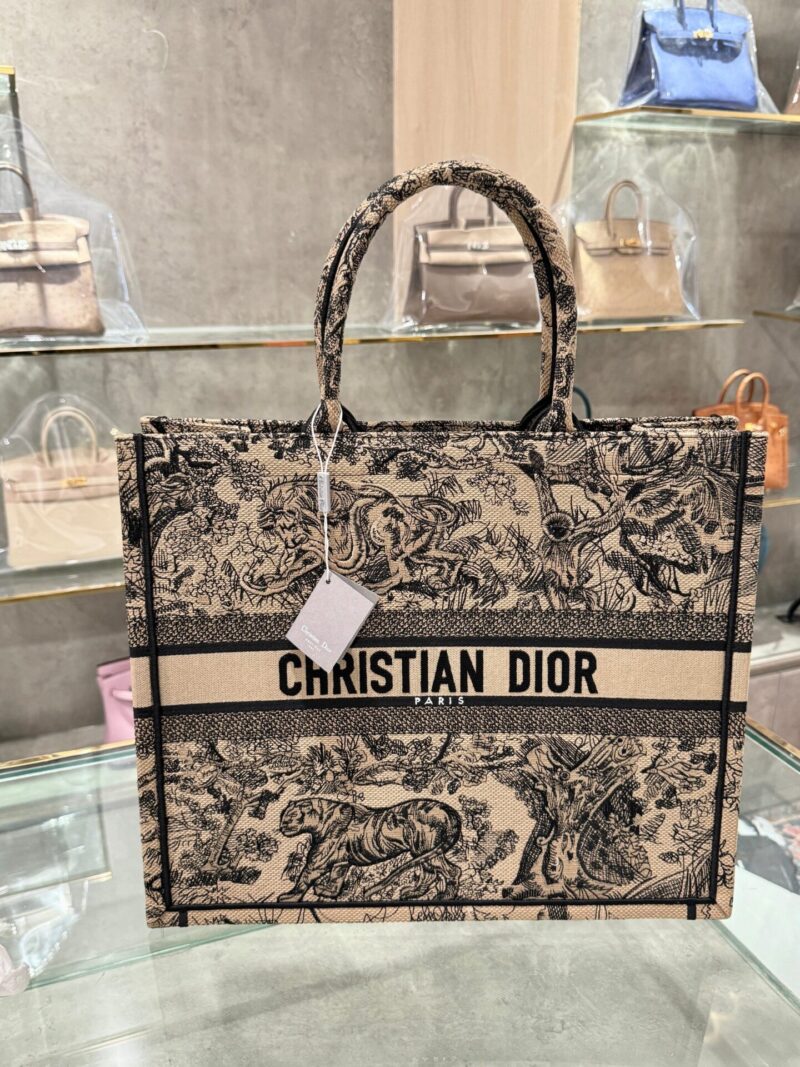 Túi Xách Dior Book Tote Họa Tiết Hổ Vằn Màu Vàng Đất Siêu Cấp Size 41cm