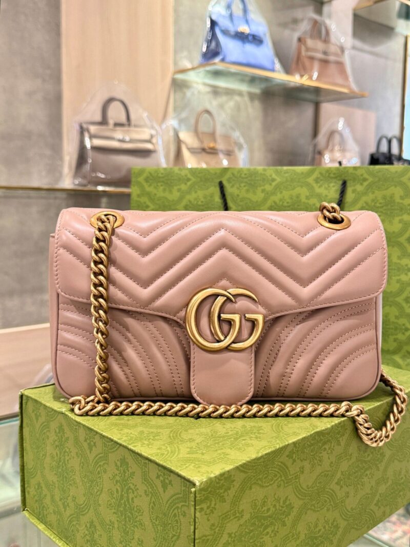 Túi Xách Gucci GG Marmont Shoulder Bag Màu Hồng VIP Size 26cm