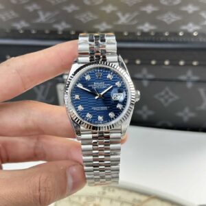 Đồng Hồ Rolex Datejust Mặt Số Nếp Gấp Xanh Dương Cọc Số Đính Đá Rep 11 Cao Nhất 36mm