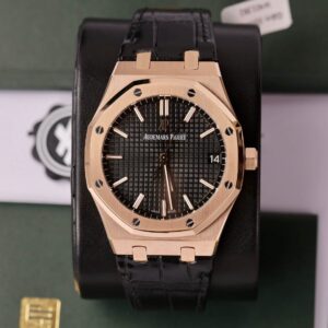 Đồng Hồ Audemars Piguet Royal Oak 15500OR Bọc Vàng Hồng 18K Mặt Số Đen Dây Da 41mm