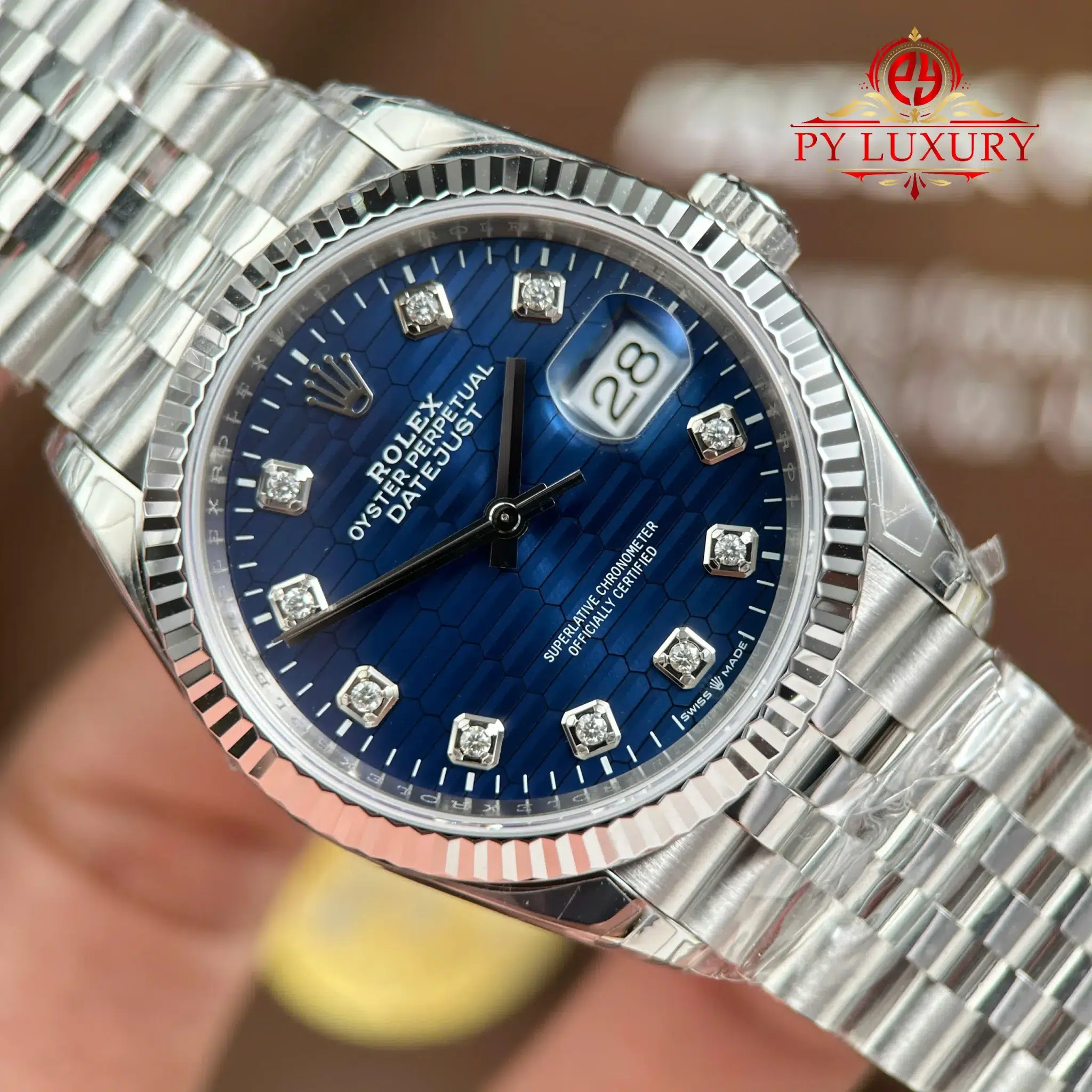 Rolex Datejust 126234 Blue Fluted-Motif Diamond Dial Jubilee Bracelet - 8