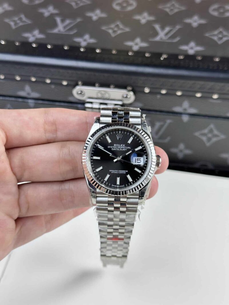 Đồng Hồ Rolex Datejust Mặt Số Đen Dây Jubilee Cọc Số Dạ Quang Rep 11 Nhà Máy VS Cao Cấp Nhất 36mm