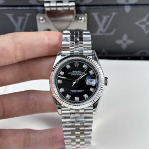 Đồng Hồ Rolex Datejust 126234 Mặt Đen Cọc Số Đính Đá Dây Jubilee Rep 1:1 Nhà Máy VS Cao Nhất 36mm