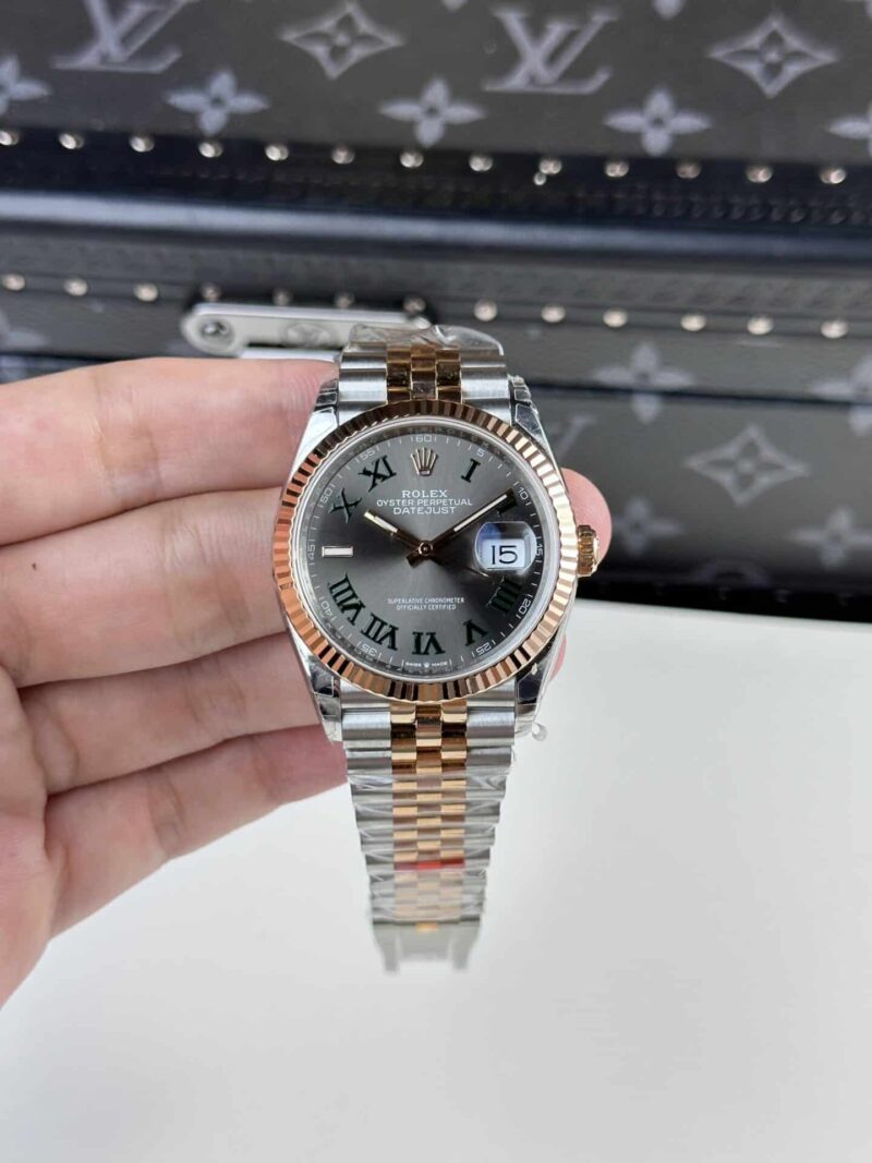 Đồng Hồ Rolex Datejust Wimbledon Demi Vàng Hồng Dây Jubilee Rep 11 Cao Nhất 36mm