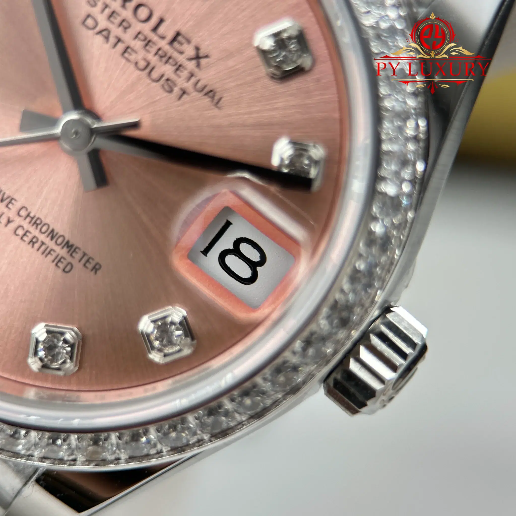 Rolex Datejust Pink Dial Stone-Set Bezel Jubilee Best Replica - 6
