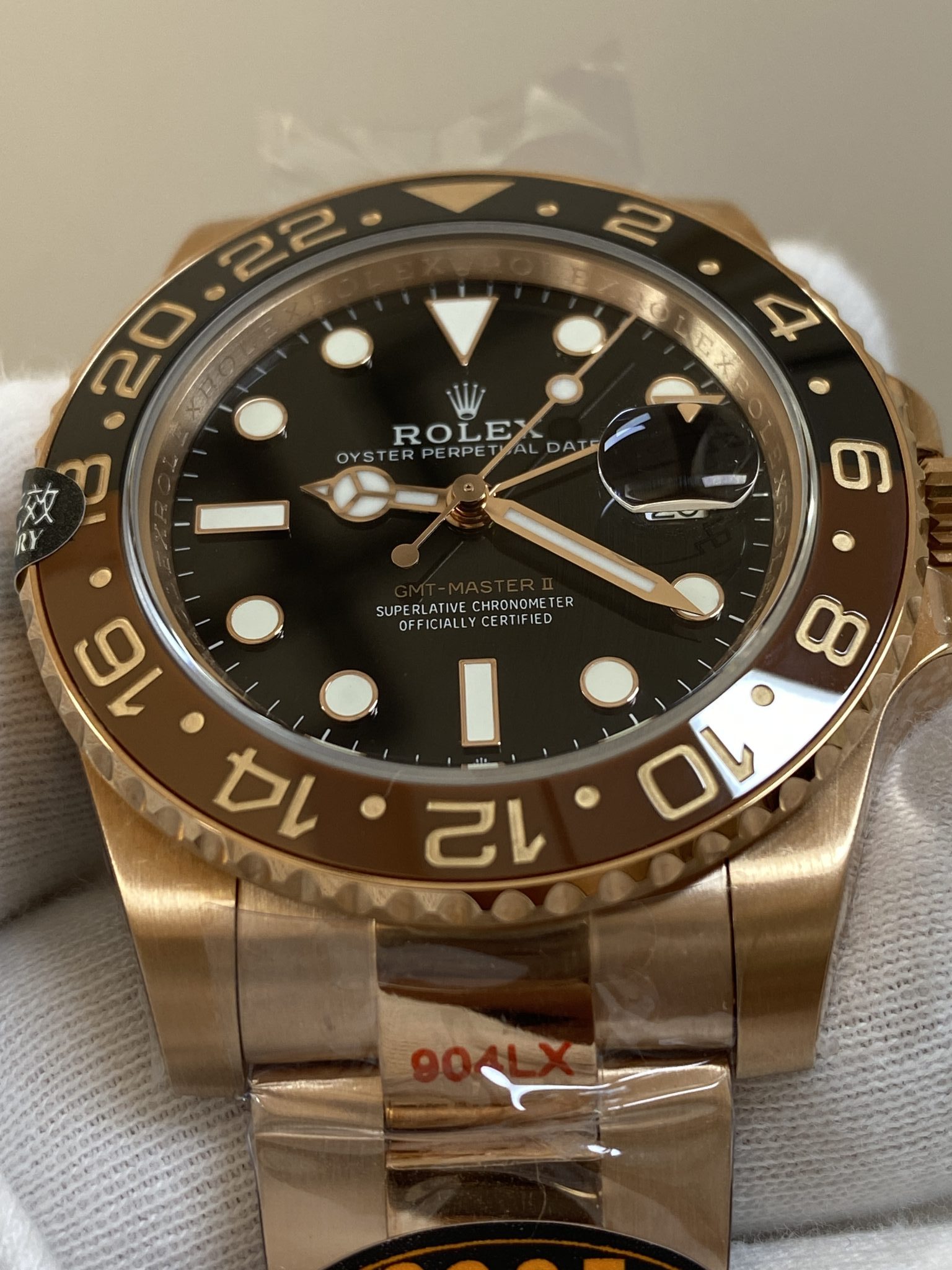 Rolex GMT-Master II Root Beer Rose Gold Black Dial Top Quality Replica Gained Weight 183g QF - 3