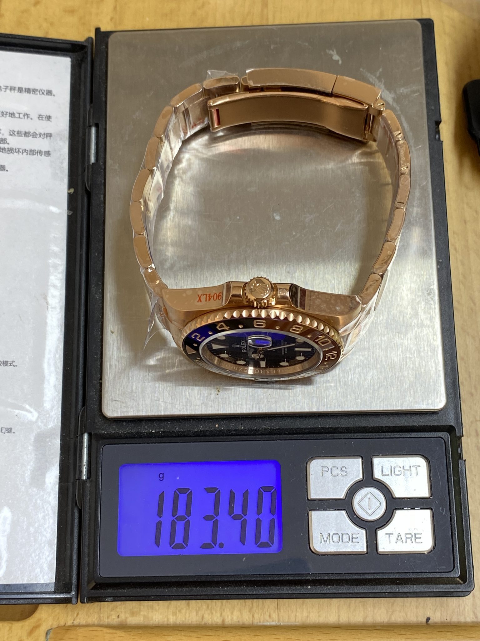 Rolex GMT-Master II Root Beer Rose Gold Black Dial Top Quality Replica Gained Weight 183g QF - 9