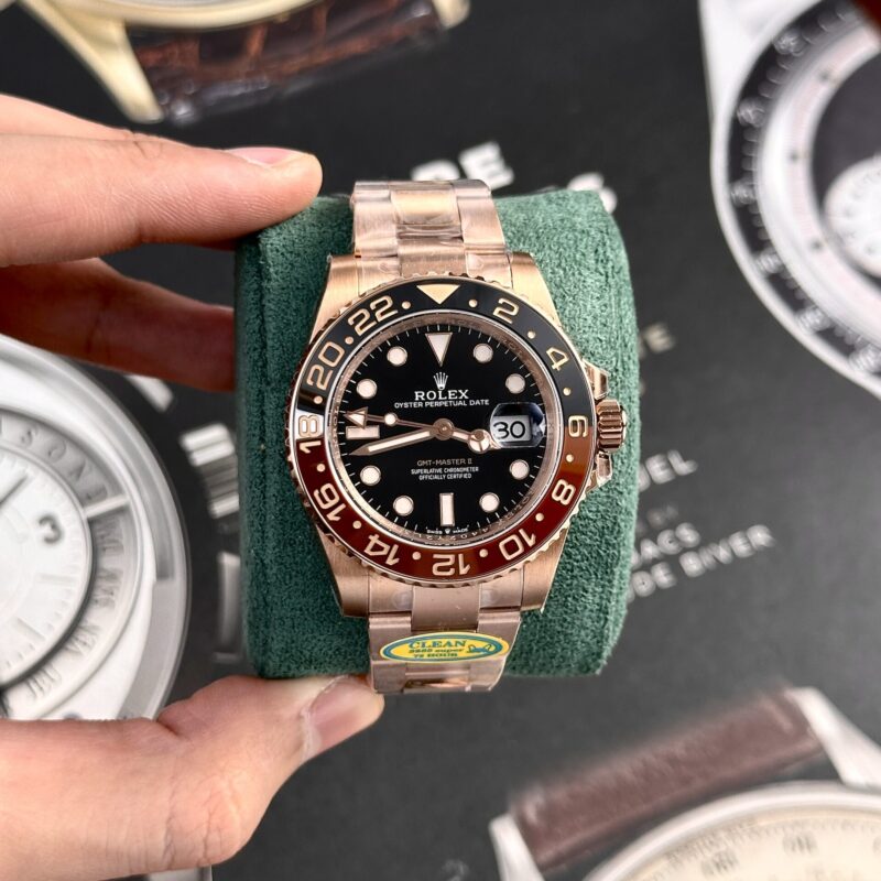 Đồng hồ Rolex GMT-Master II Root Beer Vàng Hồng Rep 1:1 Clean Factory 40mm