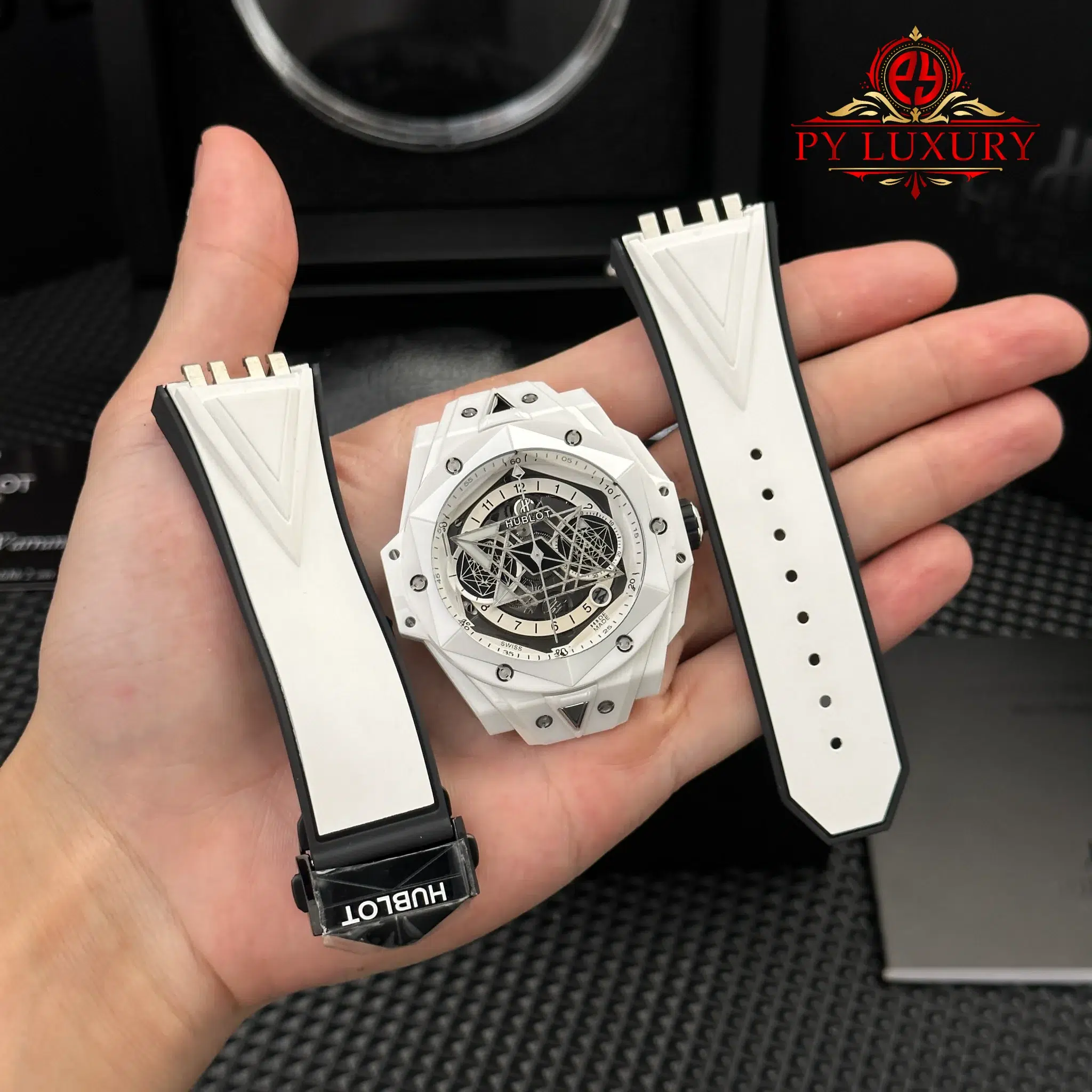 Hublot Big Bang Sang Bleu II White Ceramic Rubber Top Quality Replica - 2