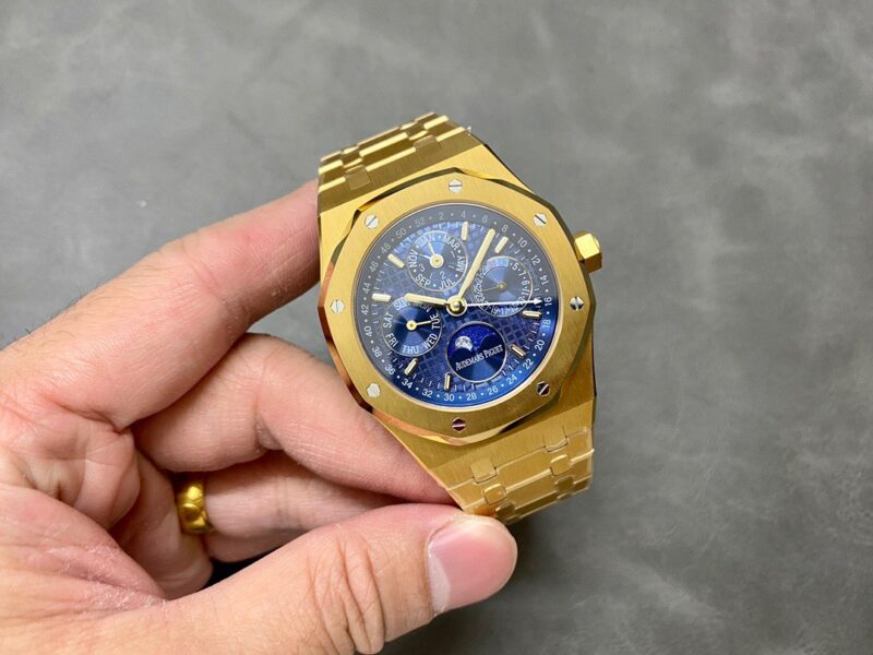 Audemars Piguet Royal Oak Perpetual Calendar 26574BA Yellow Gold Blue Dial Best Replica