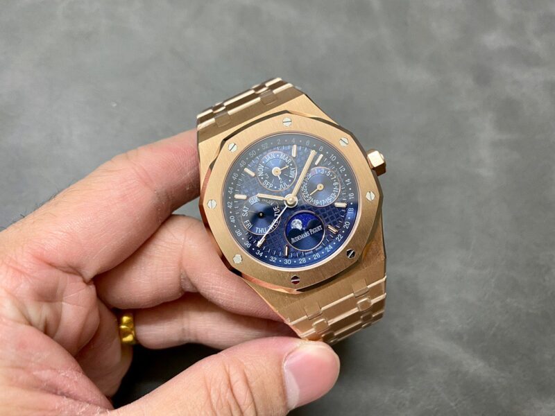 Audemars Piguet Royal Oak Perpetual Calendar 26574OR Rose Gold Blue Dial Best Replica