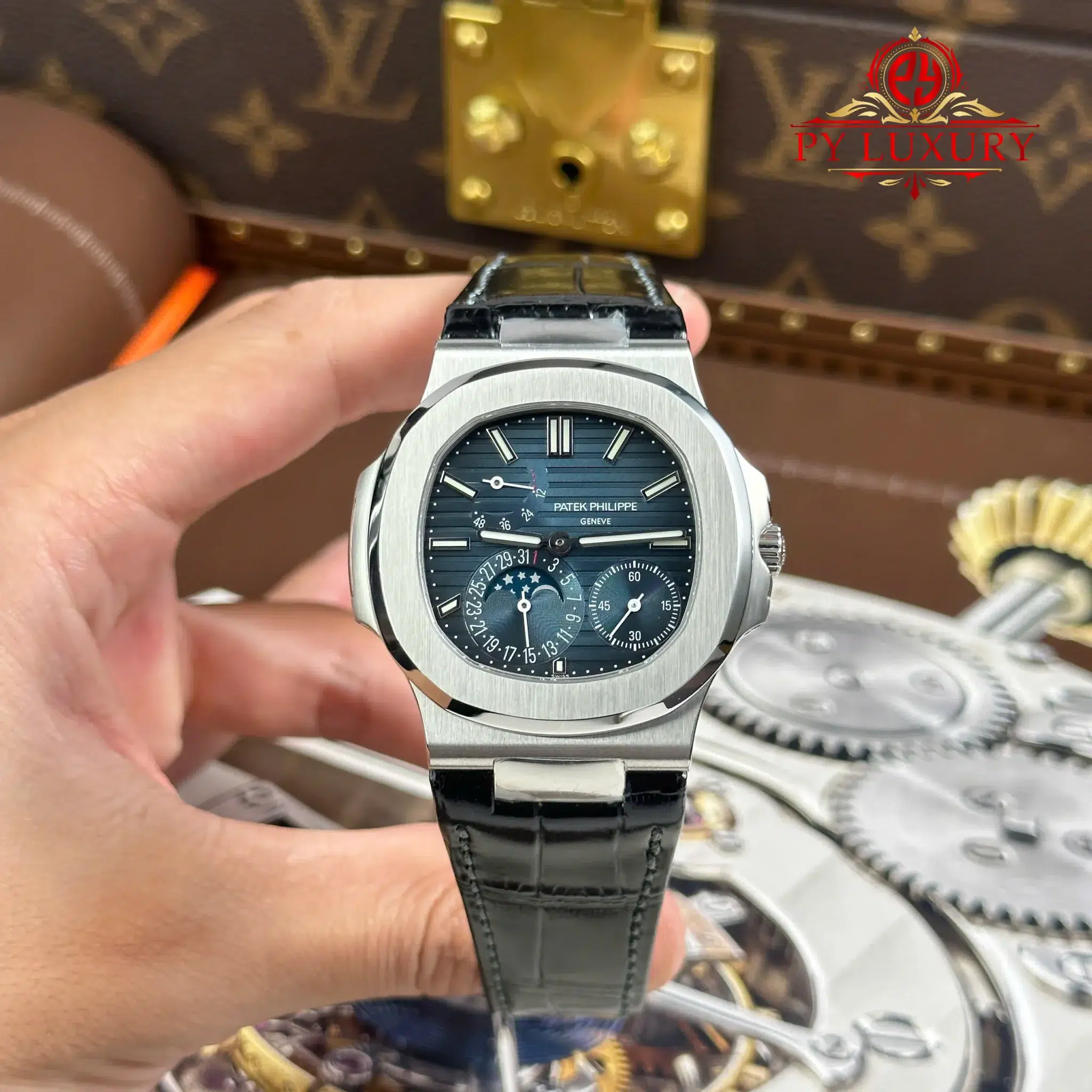 Patek Philippe Nautilus 5712 Blue Dial Leather Best Quality Replica - 1 Patek Philippe Nautilus 5712 Blue Dial Leather Best Quality Replica