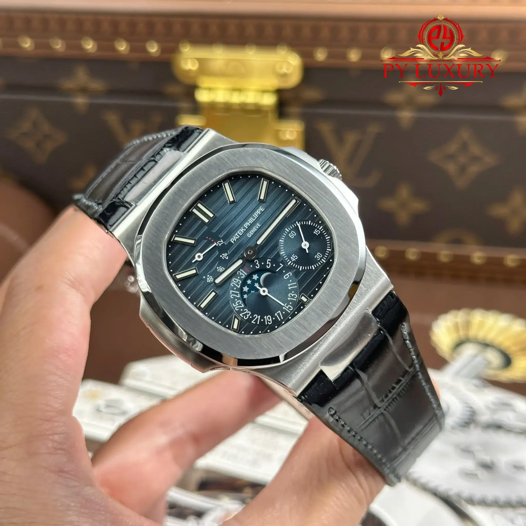 Patek Philippe Nautilus 5712 Blue Dial Leather Best Quality Replica - 10