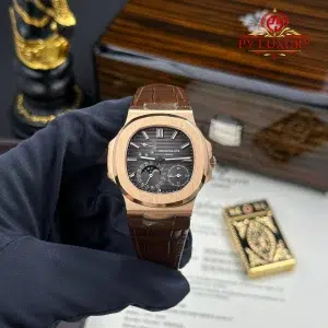 Patek Philippe Nautilus 5712R Rose Gold Grey Dial Leather Strap Best Replica PPF V3 40mm