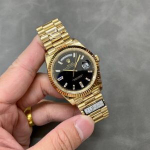 Rolex Day-Date 228238-0004 Yellow Gold Bright Black Diamond-set Dial 184g Best Replica 40mm