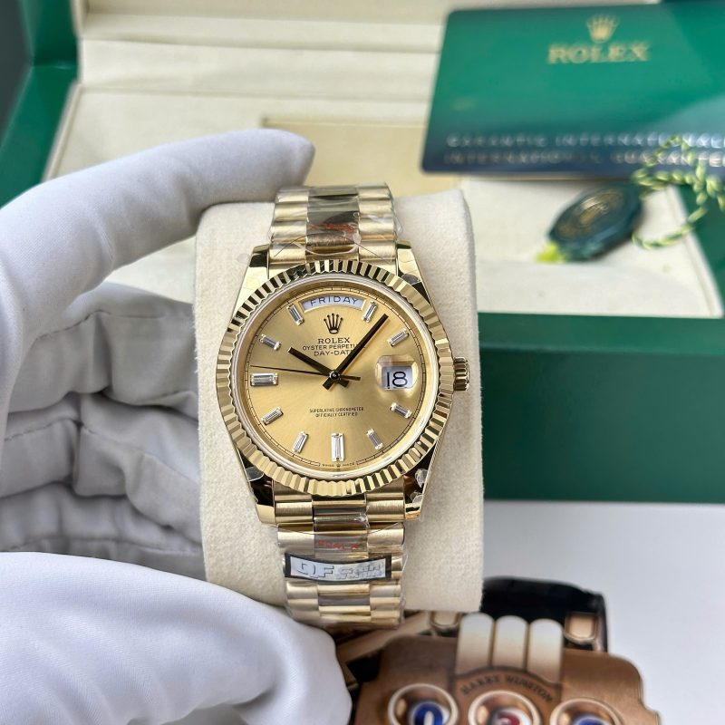 Rolex Day-Date 228238-0005 Yellow Gold Champagne Baguette Dial