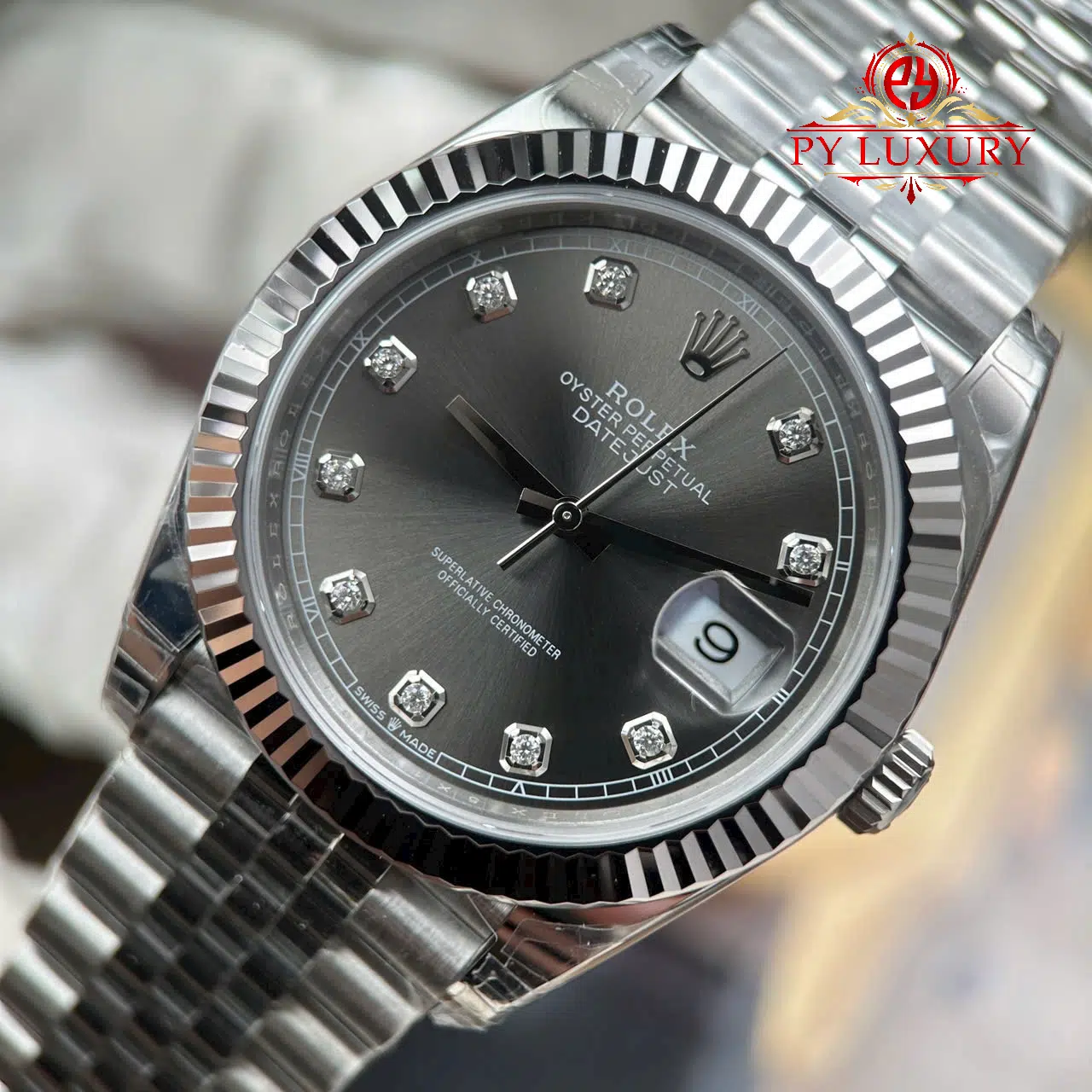 Rolex Datejust 126334 Grey Diamond Dial Jubilee Bracelet Best Replica - 5
