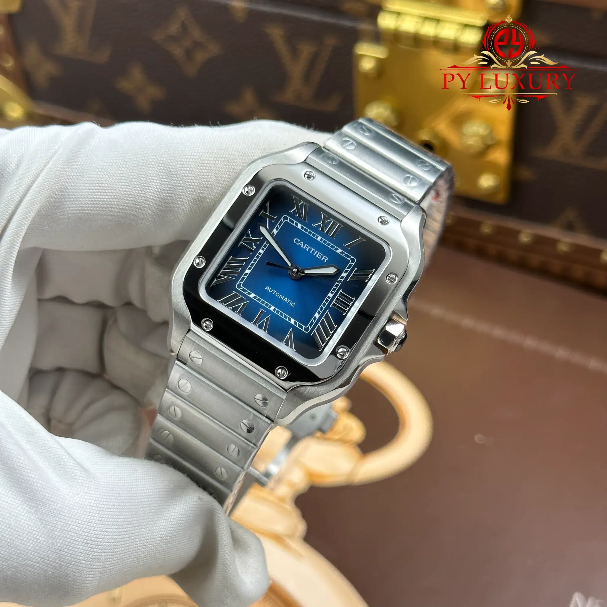 Cartier Santos WSSA0063 Blue Dial Medium Model Best Quality Replica - 4