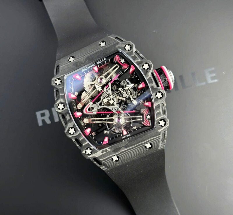 Đồng Hồ Richard Mille RM38-02 Bubba Watson Tourbillon Vỏ Carbon Đen Replica 43.7mm