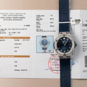 Hublot Classic Fusion Titanium Blue Dial Custom Natural Diamonds Super Clone JJF 38mm