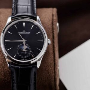 Jaeger-LeCoultre Master Ultra Thin Moon Black Dial Leather Best Replica APSF 39mm