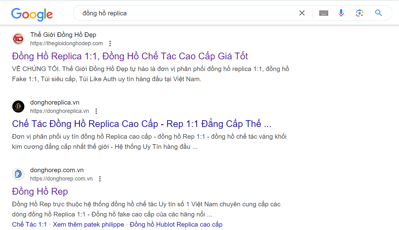 Một số tổ chức phân phối đồng hồ replica uy tín trên top google