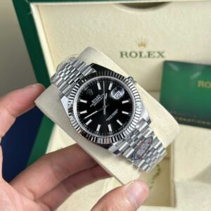 Đồng Hồ Rolex Datejust 126334 Mặt Đen Cọc Số Dạ Quang Replica Clean Factory 41mm