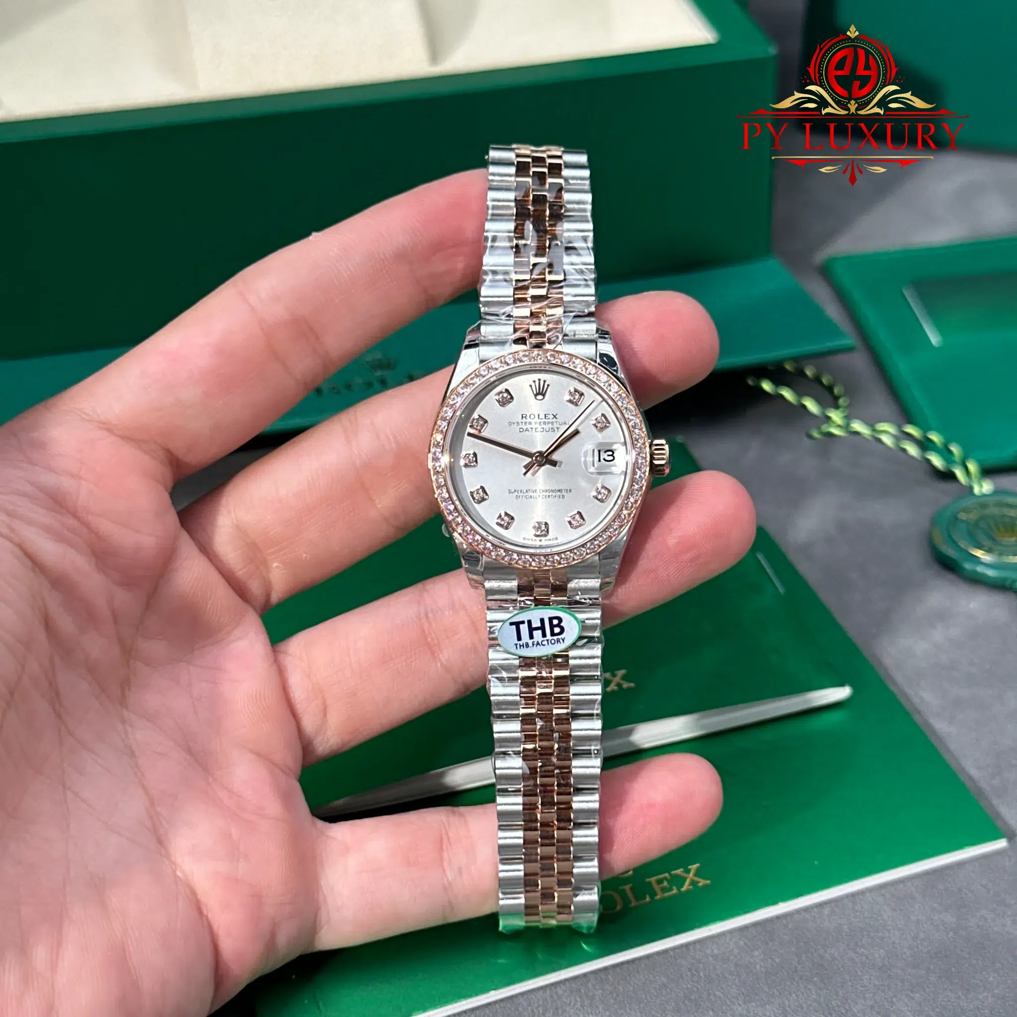 Rolex Datejust 278381RBR-0016 Two Tone Rose Gold Silver Dial Diamond Bezel Jubilee Best Replica THB - 1 Rolex Datejust 278381RBR-0016 Two Tone Rose Gold Silver Dial Diamond Bezel Jubilee Best Replica THB 31mm