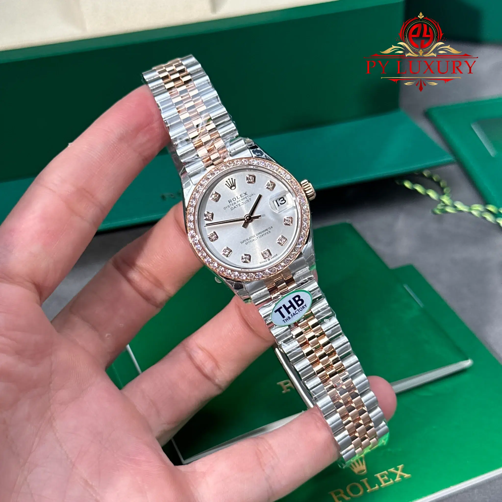 Rolex Datejust 278381RBR-0016 Two Tone Rose Gold Silver Dial Diamond Bezel Jubilee Best Replica THB - 2