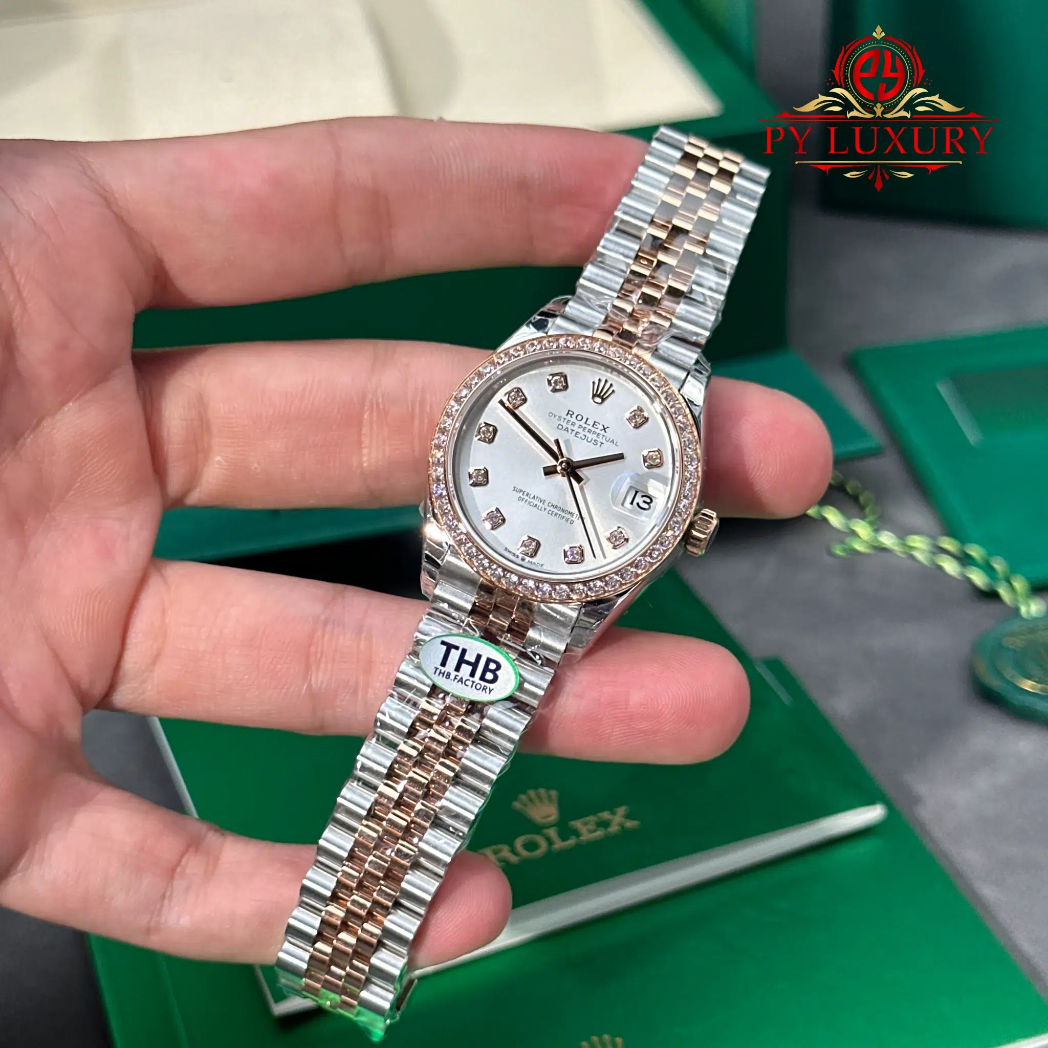 Rolex Datejust 278381RBR-0016 Two Tone Rose Gold Silver Dial Diamond Bezel Jubilee Best Replica THB - 3