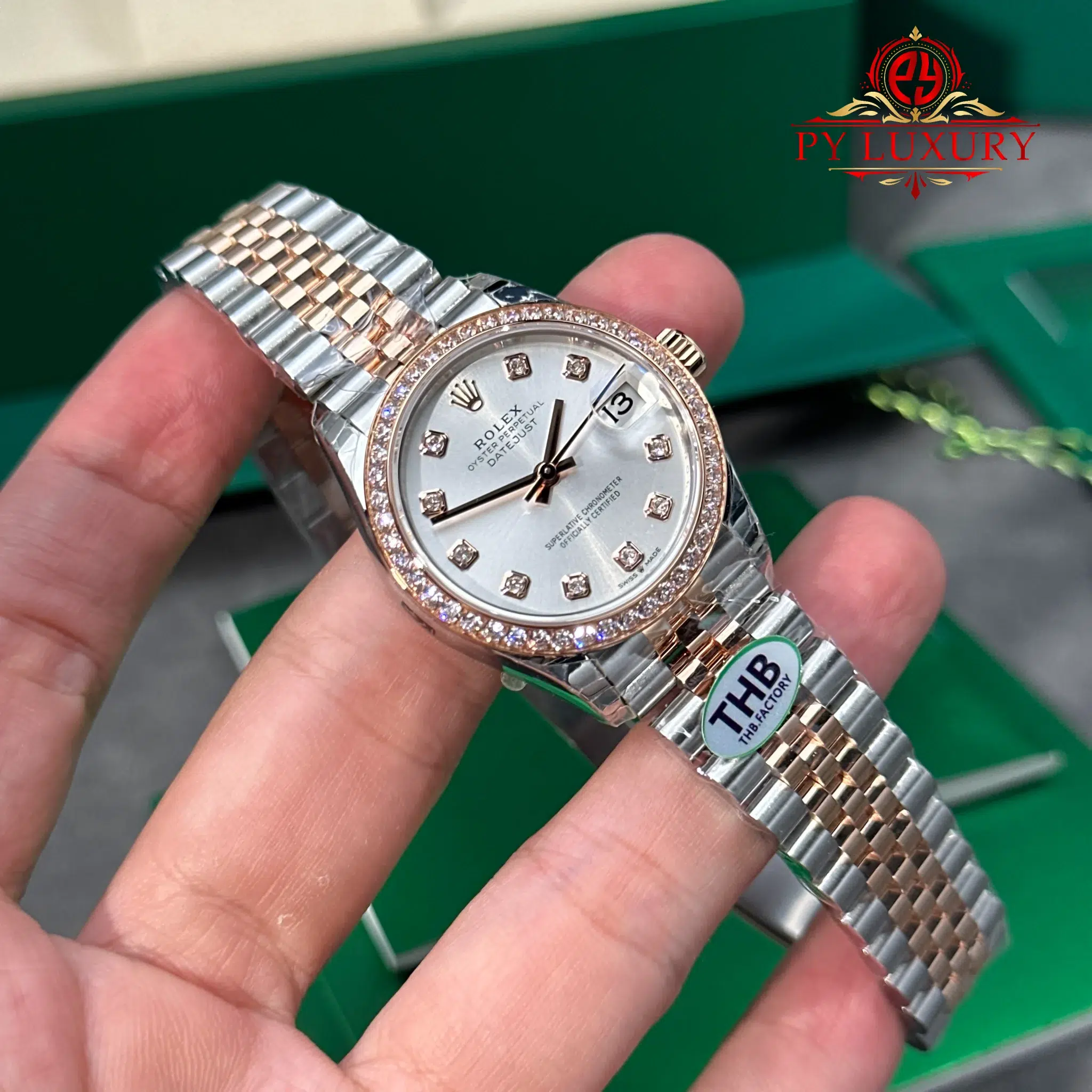 Rolex Datejust 278381RBR-0016 Two Tone Rose Gold Silver Dial Diamond Bezel Jubilee Best Replica THB - 4