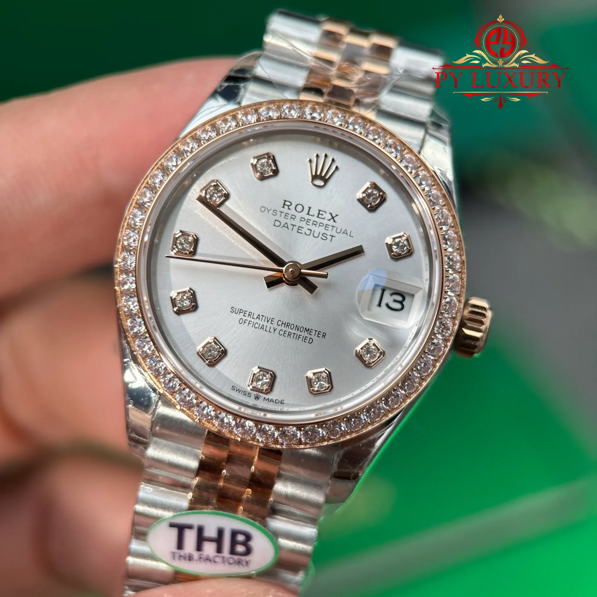 Rolex Datejust 278381RBR-0016 Two Tone Rose Gold Silver Dial Diamond Bezel Jubilee Best Replica THB - 5