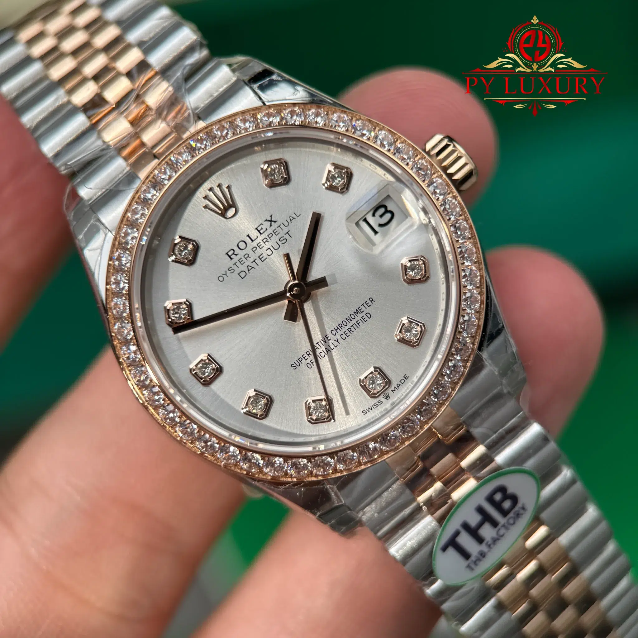 Rolex Datejust 278381RBR-0016 Two Tone Rose Gold Silver Dial Diamond Bezel Jubilee Best Replica THB - 6