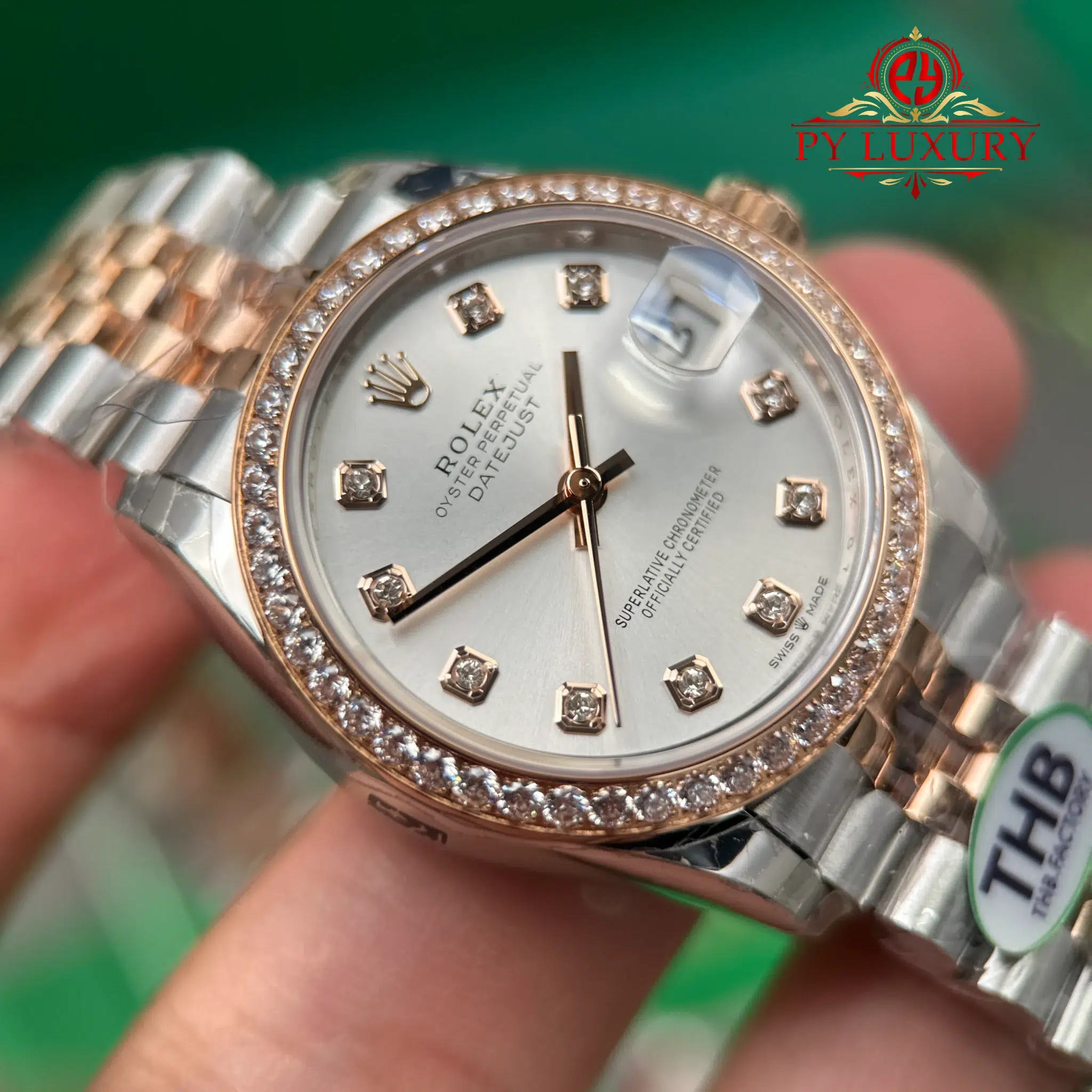 Rolex Datejust 278381RBR-0016 Two Tone Rose Gold Silver Dial Diamond Bezel Jubilee Best Replica THB - 7
