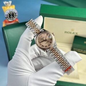 Đồng Hồ Nữ Rolex Datejust 278271-0006 Demi Vàng Hồng Mặt Số Màu Hoa Hồng Replica 31mm