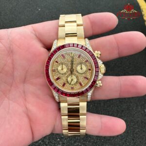 Rolex Daytona 126598TRU Custom Made 18K Solid Gold Natural Ruby Natural Diamonds 40mm