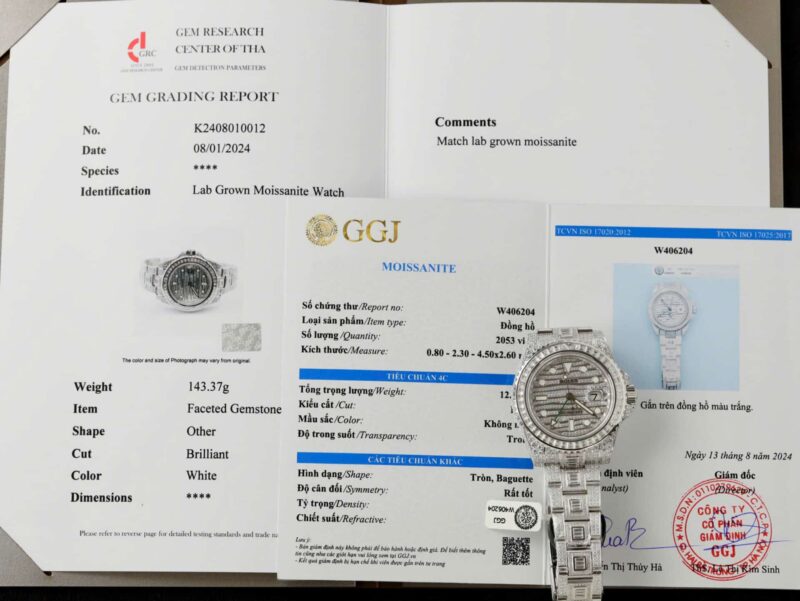 Đồng Hồ Rolex GMT-Master II 116769TBR Chế Tác Full Moissanite Rep 1:1 40mm