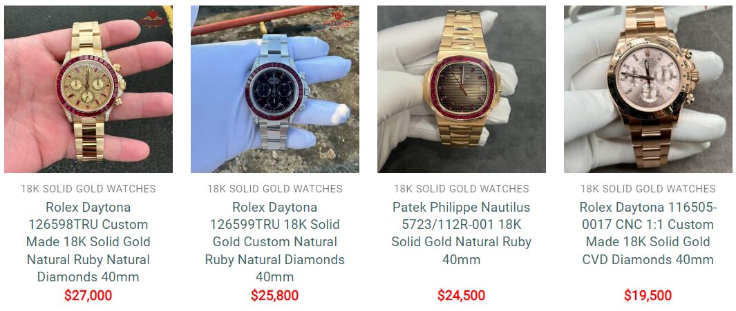 Some 18K gold crafted watch models & natural gemstones at Py-Luxury