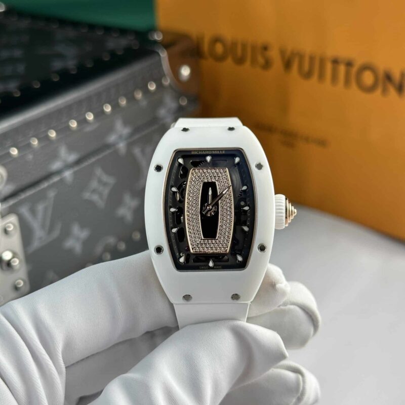 Đồng Hồ Richard Mille RM07-01 White Ceramic Black Lip Vàng Hồng Replica Cao Nhất