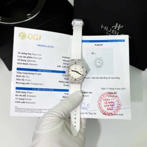 Hublot Classic Fusion Titanium Pavé White Dial Custom Moissanite Rubber Strap Best Replica 33mm