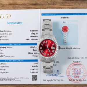 Rolex Datejust Red Roman Dial Iced Out Moissanite Best Replica 41mm