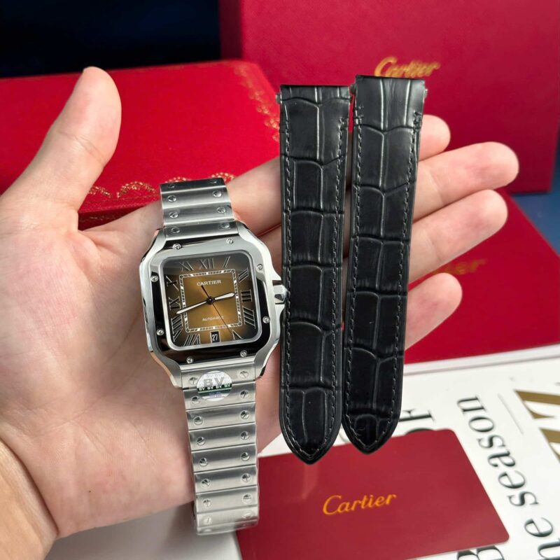 Đồng Hồ Cartier Santos WSSA0064 Mặt Số Nâu Rep 1:1 Cao Nhất BVF 39.8mm