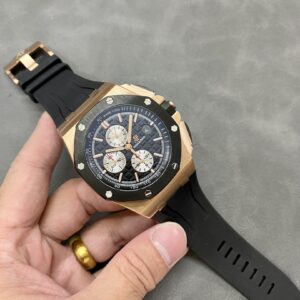 Đồng Hồ Audemars Piguet Royal Oak Offshore Chronograph 26400RO Vàng Hồng Mặt Đen Viền Ceramic Rep 1:1 APF 44mm