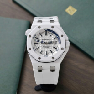 Audemars Piguet Royal Oak Offshore Diver 15707CB White Dial White Ceramic Rubber Best Replica APSF 42mm