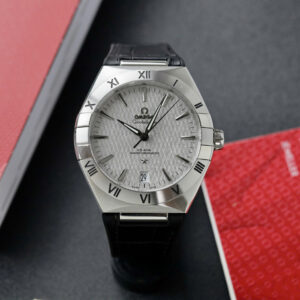 Omega Constellation Co-Axial Master Chronometer Rhodium Grey Dial Leather Strap Best Replica VSF 41mm