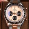 Omega Speedmaster Moonwatch Chronograph Two Tone Rose Gold Pink Dial Swiss Replica 42mm