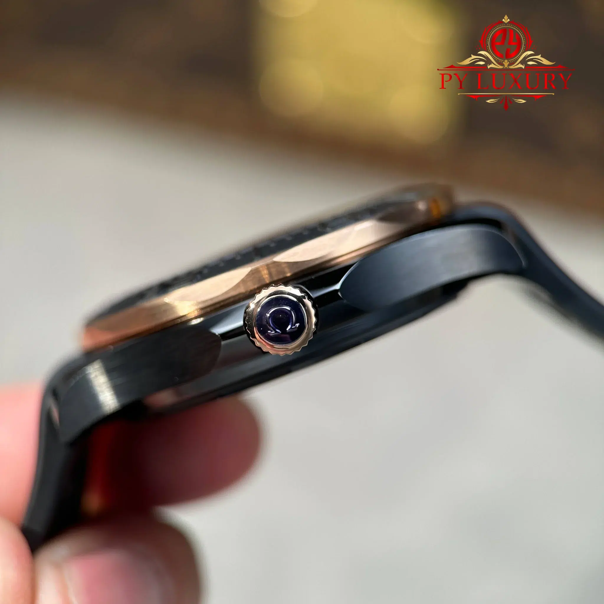 Omega Seamaster Diver 300M Black Ceramic and Sedna Gold Rubber Strap Best Replica VSF - 9